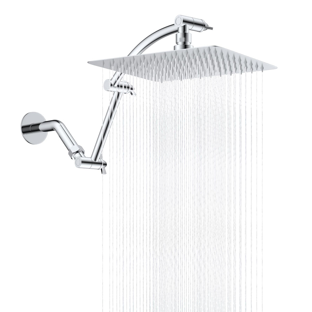 Hibbent All Metal 10'' Rain Shower Head with 16'' Extension Arm, Chrome