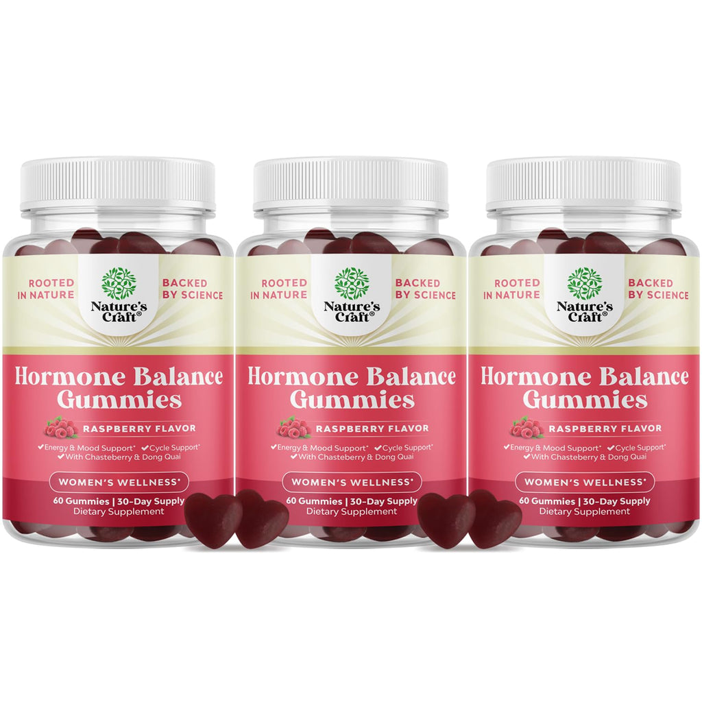 Hormone Balance for Women Gummies of All Ages - PMS Support Supplement for Women to Regulate Menstrual Cycle & Hormonal Balance Menopause & Mood Swings with Vitamin B6 & Dong Quai - 60 Chews - 3 pack