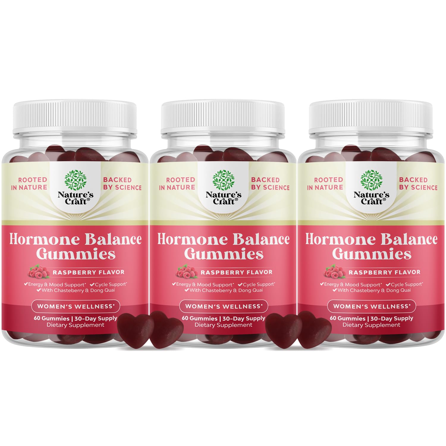 Hormone Balance for Women Gummies of All Ages - PMS Support Supplement for Women to Regulate Menstrual Cycle & Hormonal Balance Menopause & Mood Swings with Vitamin B6 & Dong Quai - 60 Chews - 3 pack