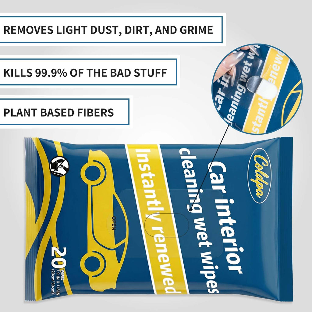 Car Cleaning Wipes, Multipurpose Vehicle Interior Surface Wipes, Soft Disposable Cleaning Cloth for Car Dashboard Seat Door Panel Glass Dust & Stain Removal