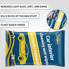 Car Cleaning Wipes, Multipurpose Vehicle Interior Surface Wipes, Soft Disposable Cleaning Cloth for Car Dashboard Seat Door Panel Glass Dust & Stain Removal