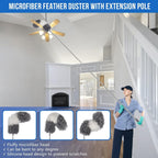 Muxun Dusters for Cleaning - 9Pcs Feather Duster Extendable Pole Up to 100'', Microfibre Feather Duster Bendable Washable Long Duster for Cleaning Ceiling Chandelier High Ceiling Furniture