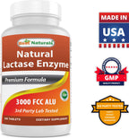 Best Naturals, Fast Acting Lactase Enzyme, 3000 FCC ALU, 180 Tablets (180 Count (Pack of 3))