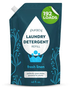 Puracy Laundry Detergent Refill - Enzyme-Powered Liquid Laundry Detergent Concentrate, Natural Laundry Detergent Seen on TikTok, Non-Toxic (Fresh Linen, 48 fl oz, 192 Loads)