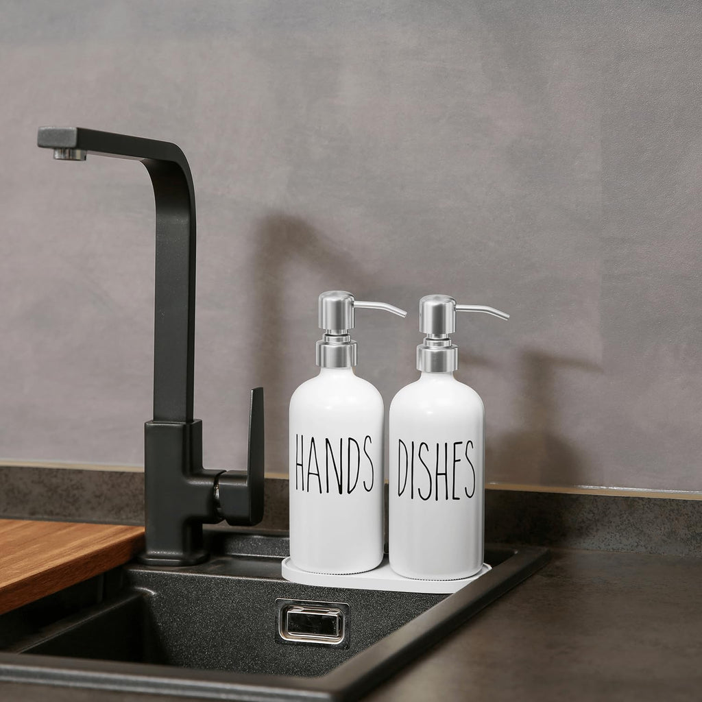 MOMEEMO Soap Dispenser for Kitchen Sink, White & Silver