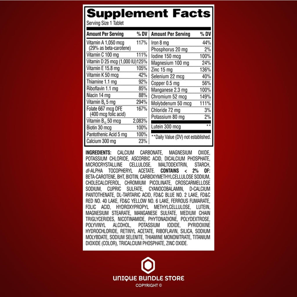 Unique Bundle Store Multivitamin for Women 50 Plus – 100 Tablets, One Daily Women’s Multivitamin with Essential Vitamins and Minerals, Adult Vitamins for Women Over 50 (Pack of 1)