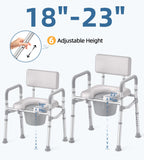 HOMLAND Bedside Commode with Padded Seat and Backrest, Aluminum Commode Toilet with Bucket, Easy Cleaning Portable Toilet for Adults and Seniors, 350 lb Capacity Enhanced Crossbar