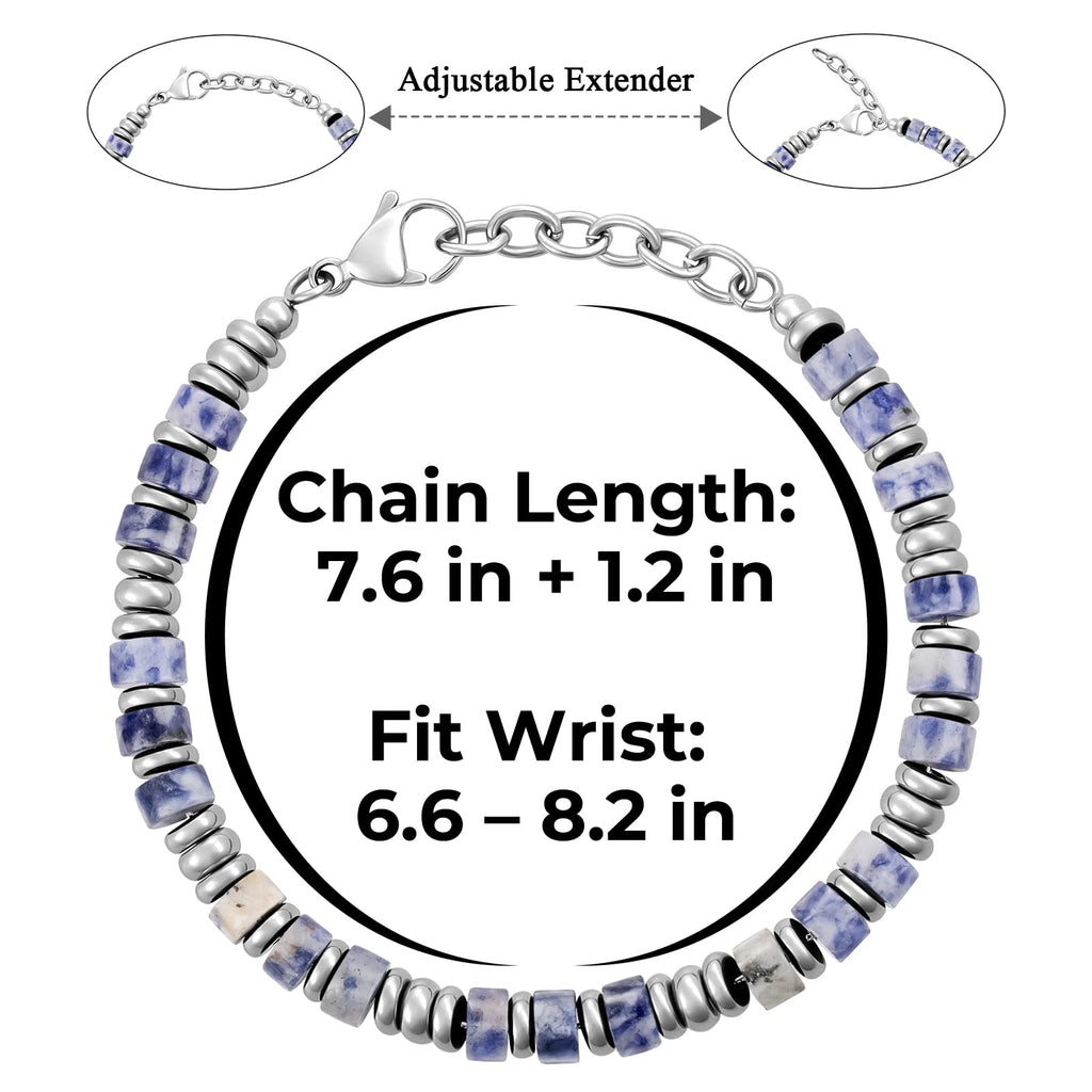 SIUMAL Mens Bracelet, Boho Stainless Steel Bracelets for Men, Beaded Bracelets, Jewelry Gifts for Husband, Father, Friends