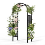 VINGLI Vinyl Garden Arbor, PVC Wedding Arch for Ceremony Party, Garden Trellis for Climbing Plants Outdoor, Arch Backdrop Stand for Garden, Backyard, Lawn (Black, 39.5in)