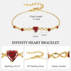 Infinity Heart Birthstone Bracelets for Women, 925 Sterling Silver Dainty Charm Link Bracelet Adjustable, Birthday Anniversary Valentines Day Jewelry Gifts for Women Wife Mom Girlfriend Her