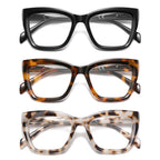 LKEYE Oversized Reading Glasses For Women Men Cat Eye Oprah Style Blue Light Blocking Computer Square Reader Designer Ladies Large Frame Fashion Spring Hinge Cute Eyewear LK6085 3 Pack +2.00 X
