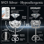 ABSOLUTE Moissanite Earrings Studs Hypoallergenic Sterling Silver Jewelry