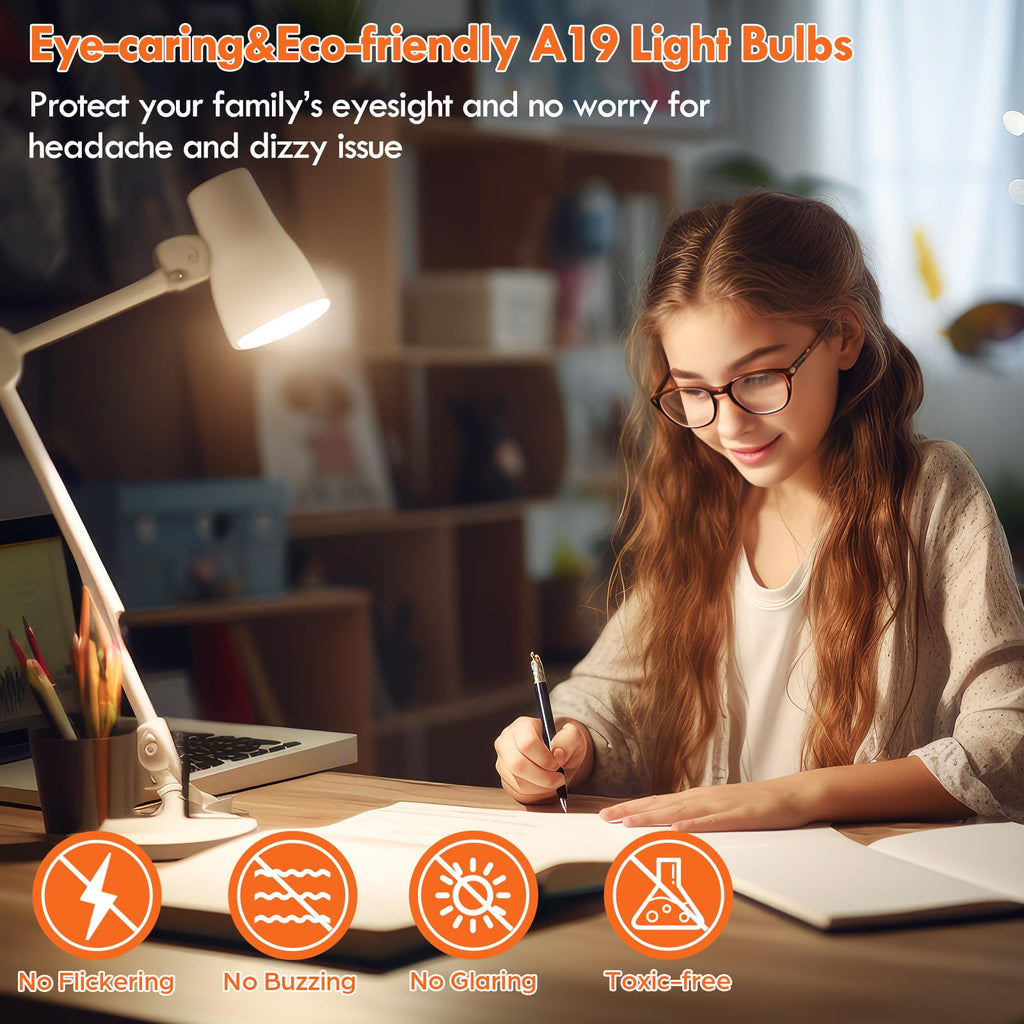 Kondras 12-Pack A19 LED Light Bulb 100 Watt Equivalent, 14W 1600LM Non-Dimmable Bright Light Bulbs, 2700K Warm White Standard E26 Base LED Bulbs for Kitchen Bathroom Home Lighting Lamp, 90+ High CRI