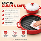 Rocket Chef Turbo Grill Deluxe Microwave Grill Pan, Vented Lid, Red