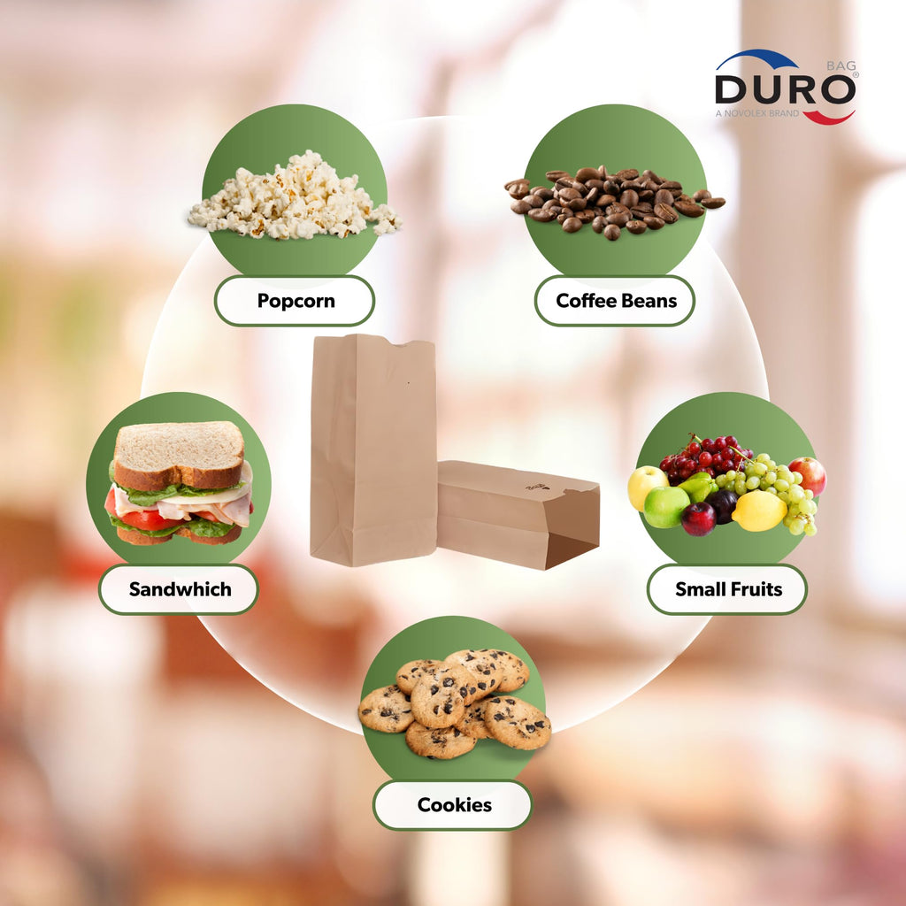 Duro 2# Brown Paper Lunch Bags 500 Count, Bulk Disposable Brown Paper Bags, SOS Small Lunch Bag for Candy, Snacks & Treats - 4.31 x 2.43 x 7.87 Inches