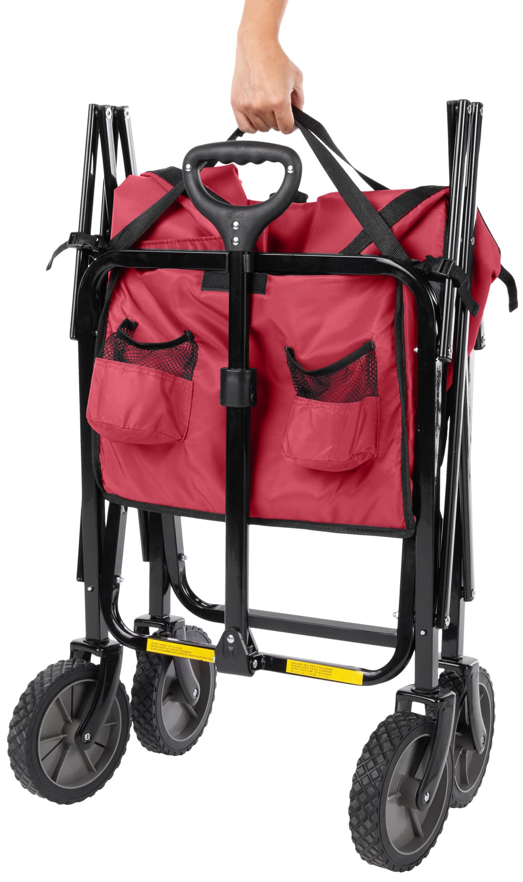 Amazon Basics Collapsible Heavy Duty Utility Wagon for Outdoor Sports, Camping, Garden, and Pets, Portable with Handle, 265 pounds Weight Capacity, 27.6 x 40.9 x 20 inches, Red
