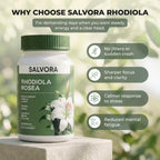 Salvora Floraviva Rhodiola Rosea Supplement – Golden Root Adaptogen Capsules - Rhodiola Rosea Extract Powder Alternative with Salidroside for Stress Support - Energy, Focus & Performance