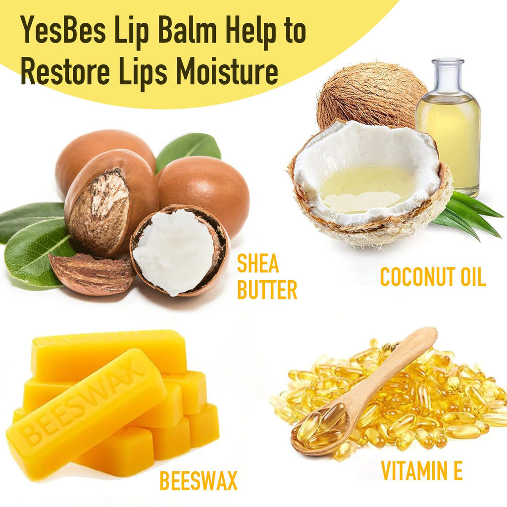 YesBes 128 Pack Lip Balm, Natural Lip Balm Bulk with Vitamin E and Coconut Oil, Moisturizing Lip Balms for Dry Cracked Lips, Lip Balms for Valentines Gifts Stocking Stuffers - 8 Flavors