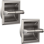 FORIOUS Recessed Toilet Paper Holder, Stainless Steel Durable Tissue Roll Holder Wall Mount for Bathroom Space Saving Design with Mounting Bracket, 2 Pack Brushed Nickel