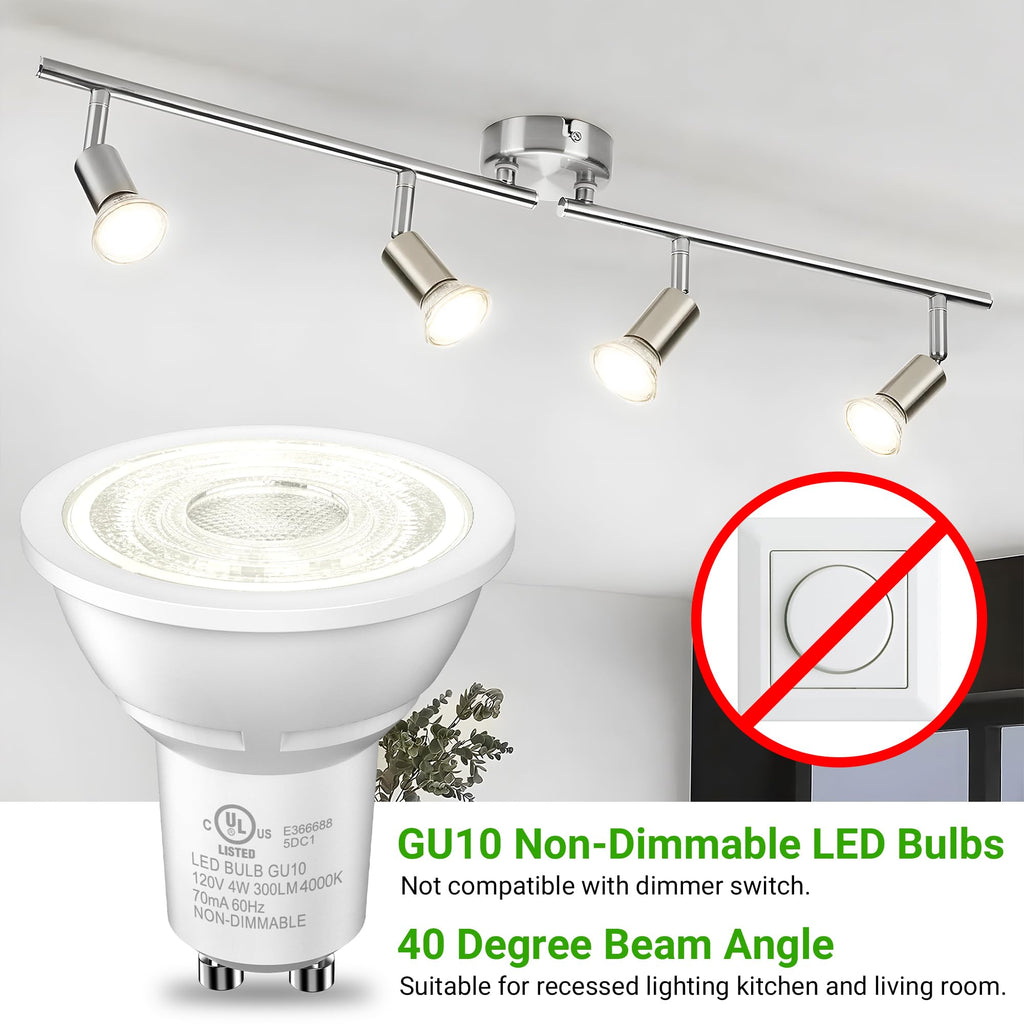 TJOY GU10 LED Bulbs, MR16 Track Light Bulbs, 4W 4000K Neutural White, 6P