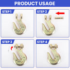 2 Pack 1/2" Chain Hook, Grade 70 Forged Steel Clevis Grab Hook for 1/2 Inch Transport Chain, Heavy Duty Tow Hook 12000 Lbs Working Load Limit for Trailer Truck Transport, Safety Chain Hooks