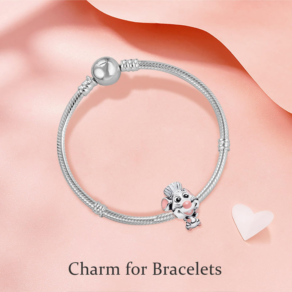 MITSOKU 925 Sterling Silver Chef Mouse Dangle Charm | Cute Cartoon Bead Fits European Snake Chain Bracelets | Movie Fans Jewelry Gift