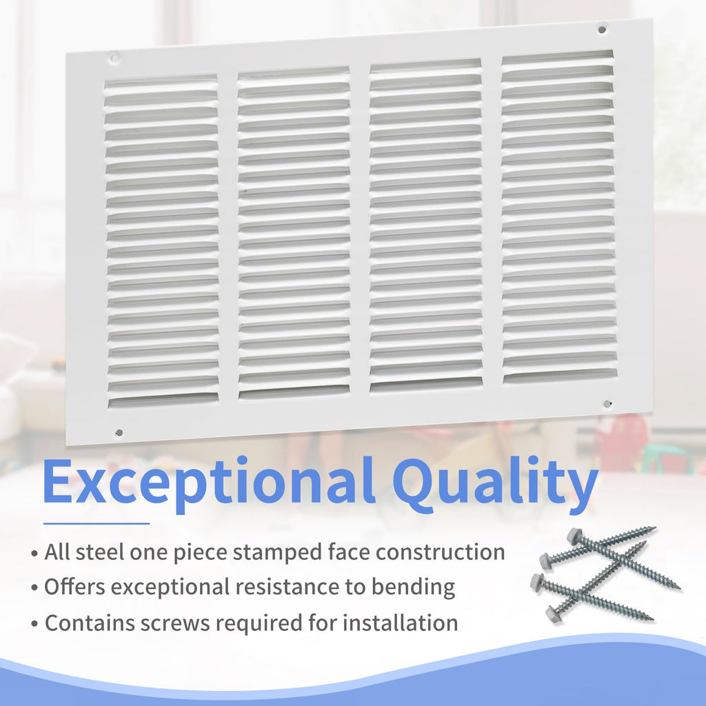 Howeall 16"W x 10"H [Duct Opening Size] Steel Return Air Grille, Air Return Vent Cover for Ceiling and Sidewall - HVAC Air Vent Covers - [Outer Dimensions: 17.75"W x 11.75"H]