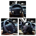 Valleycomfy Microfiber Leather Steering Wheel Cover Universal 15 inch (Black)