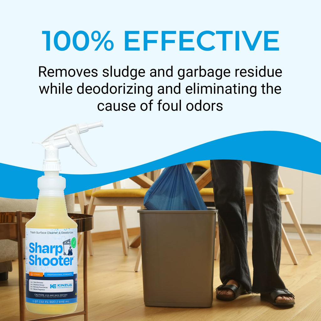 Sharpshooter, Heavy-Duty Trash Can Odor Eliminator & Degreaser, Garbage Surface Cleaner and Deodorizer Foam, Professional-Grade, Fresh Citrus Scent, 32 oz