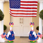JcHrmers 4th of July Porch Goose Outfit 23 Inch Patriotic Goose Outfits Goose Stars Stripes Dress with Big Poofy Bow American Flag Fits for Independence Day USA 250th Anniversary Festival Decor