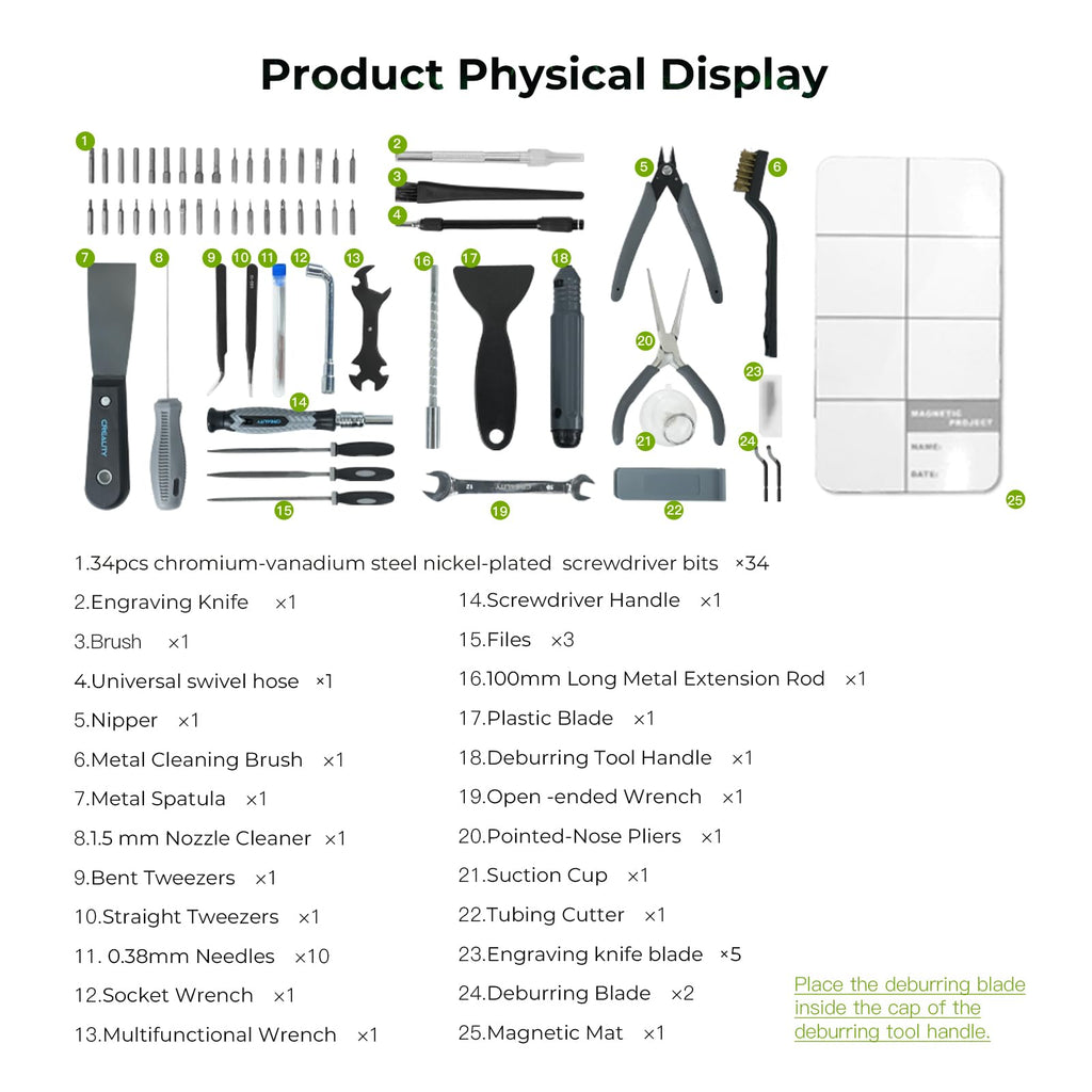 Creality 3D Printer Tool Kit, 74Pcs 3D Printing Tool Wrap Kit Assembly/Removal/Filament Cutting Set 3D Printer Accessories for All FDM Printers Cleaning Finishing Printing