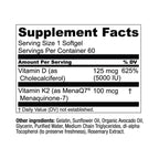 Live Conscious Vitamin K2 MK7 with D3 Supplement | Bone & Heart Health Support - Patented Vitamin K & Vitamin D3 5000 IU - 60 Softgels