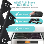 Stove Gap Covers Stainless Steel, 2 Pack Stove Gap Filler Easy Retractable Length 13.8" to 27.5", Width 0.79" Stove Gap Guards Range Trim Kit, Heat Resistant Guard Between Stove Top & Counter