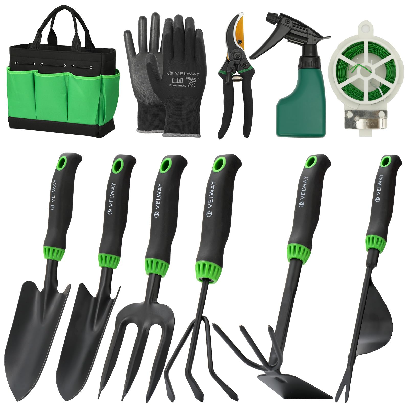 Velway 11-Piece Garden Tools Set Heavy Duty with Ergonomic Handles