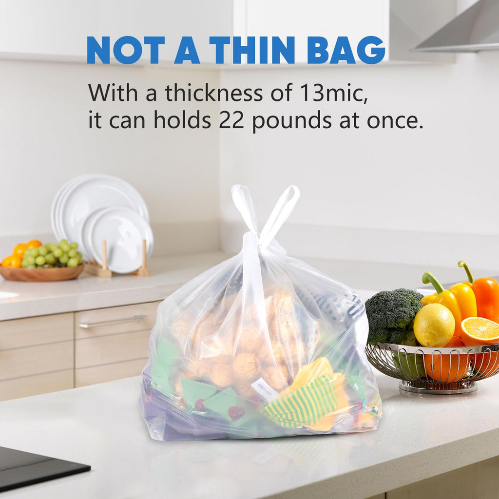 LimonLaviu Plastic Bags - 100 Pack (11.5'x 6.5" x 21') with Handles for Small Business, Restaurants, Grocery & Trash
