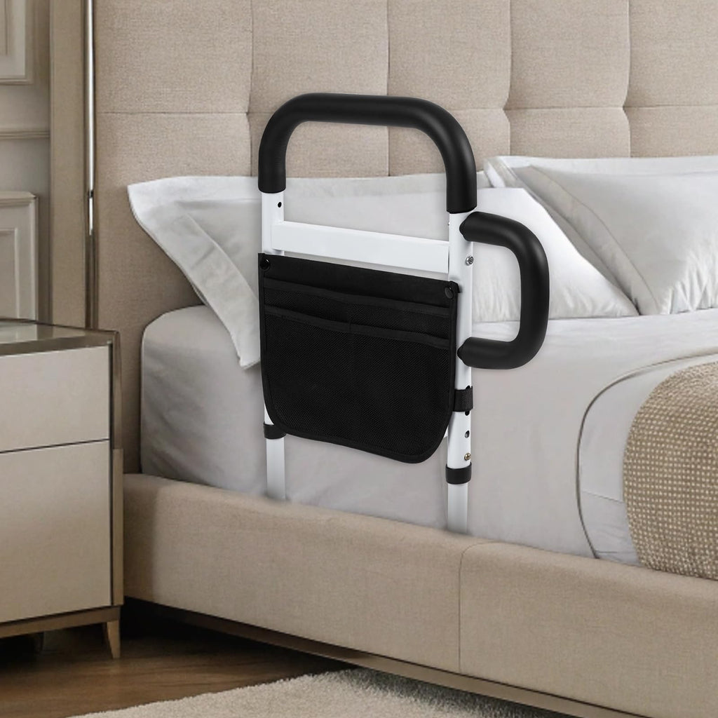 Klvied Bed Rails for Elderly Adults Safety, Adjustable Bed Side Rails with Side Handle, Bed Cane with Storage Bag, Fit King, Queen, Full, Twin,Medium