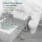 Tub Transfer Bench for Bathtub, Height Adjustable Shower Bench with Backrest, Shower Chair Bath Seat for Elderly, Seniors, Arm Support for Transfer-Gray