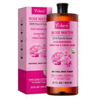 Yoken Pure Rose Water Toner for Face, 32 Fl Oz Bulk, 100% Rosa Damascena Rose Hydrosol, Refreshing Rosewater for Hair, Skin, Aromatherapy, Hydrates & Soothes, Alcohol Free, Chemical Free