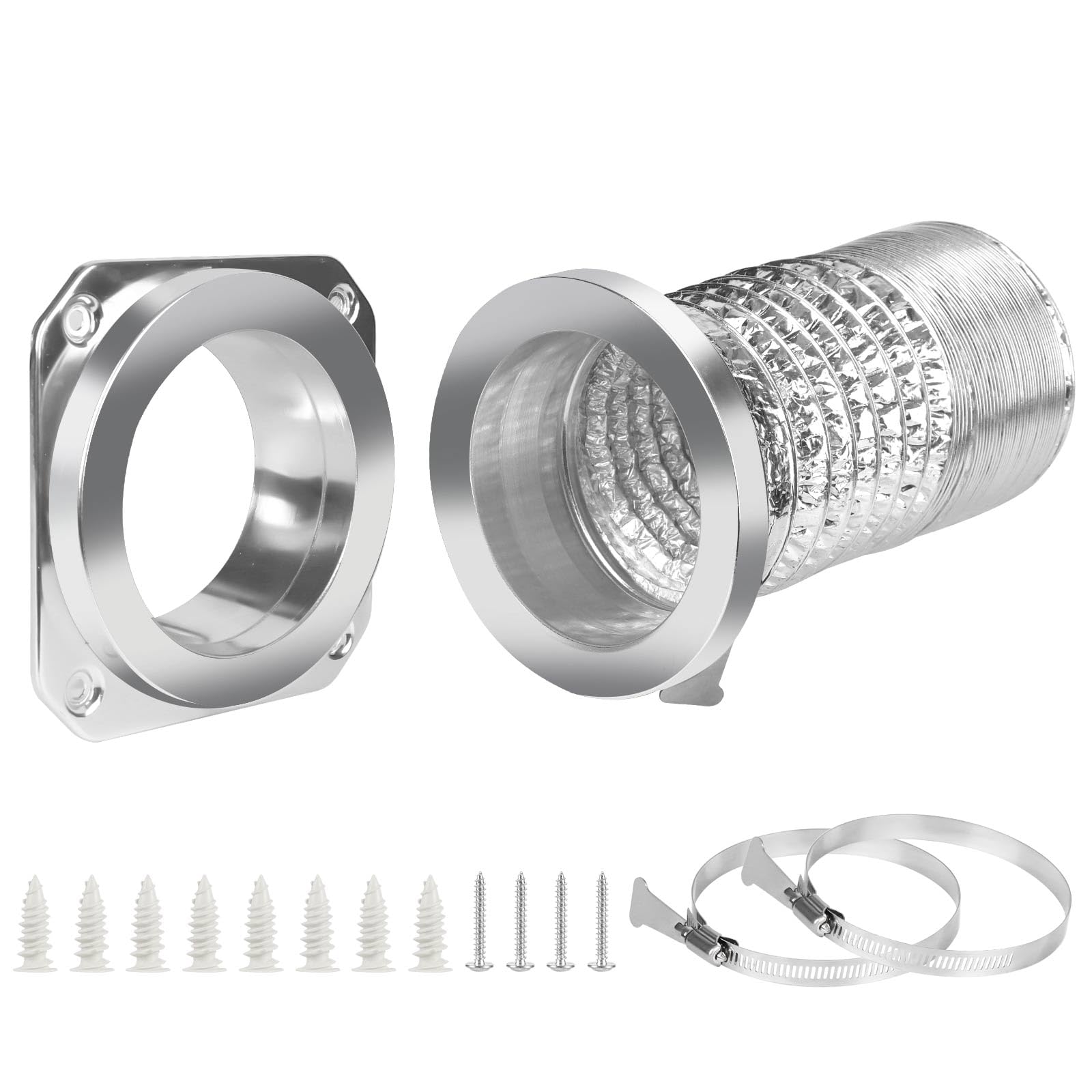 DVC-180 Magnetic Dryer Vent Coupling Connector Kit Easy to Clean Quick Connector Including a 3.3ft 4" Duct and two Clamps