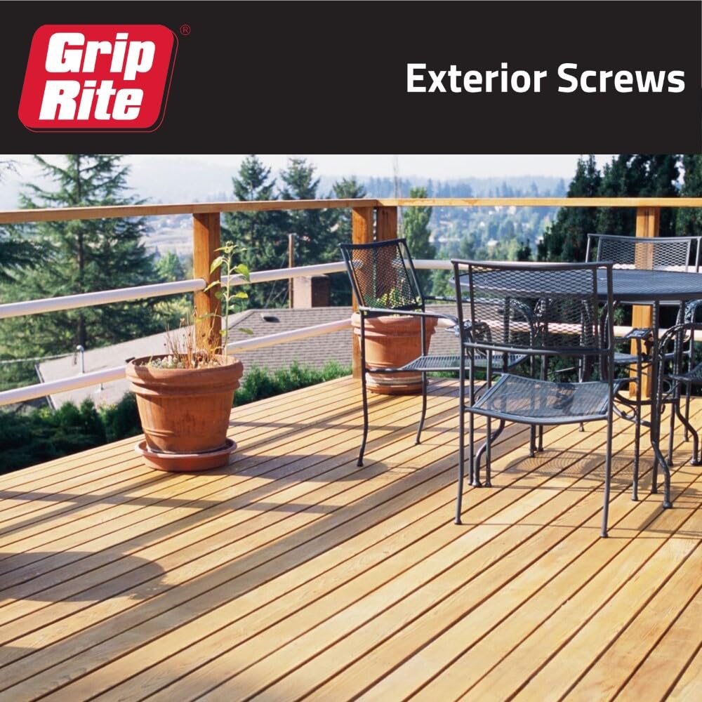 Grip-Rite Exterior Screws - Safe for Use in Treated Lumber - #2 Phillips Bugle Head - Coarse Thread Deck Screws - PrimeGuard Coating - 1lb Box - #9 x 3 - Gray - PTN3S1
