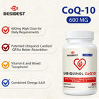 Ubiquinol CoQ10-600mg-Softgel, Active Coq10 Ubiquinol Supplement with Vitamin E & Omega 3, 6, 9, High Absorption-Coenzyme-Q10, Powerful Antioxidant for Energy Production, Tested, 120 Count