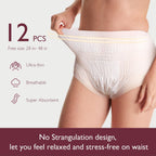 Momcozy Postpartum Disposable Underwear, 12 PCS No Leak New-Thin Built-in Pad Self-Absorbent Free-Move Period Underpants for Women Mothers Moms Labor Delivery Care White