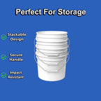 MKS Plastics 2-Gallon Bucket with Airtight Lid – Made in USA, Food Grade BPA Free Plastic, Heavy Duty Multi-Use, Metal Handle with Grip, Stackable Storage – White, 10 Pack