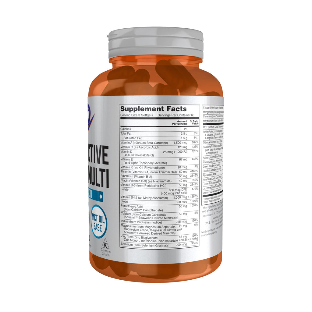 NOW Foods Sports Nutrition, Men's Extreme Sports Multi with Free-Form Amino Acids, ZMA®, Tribulus, MCT Oil, and Herbal Extracts, 180 Softgels
