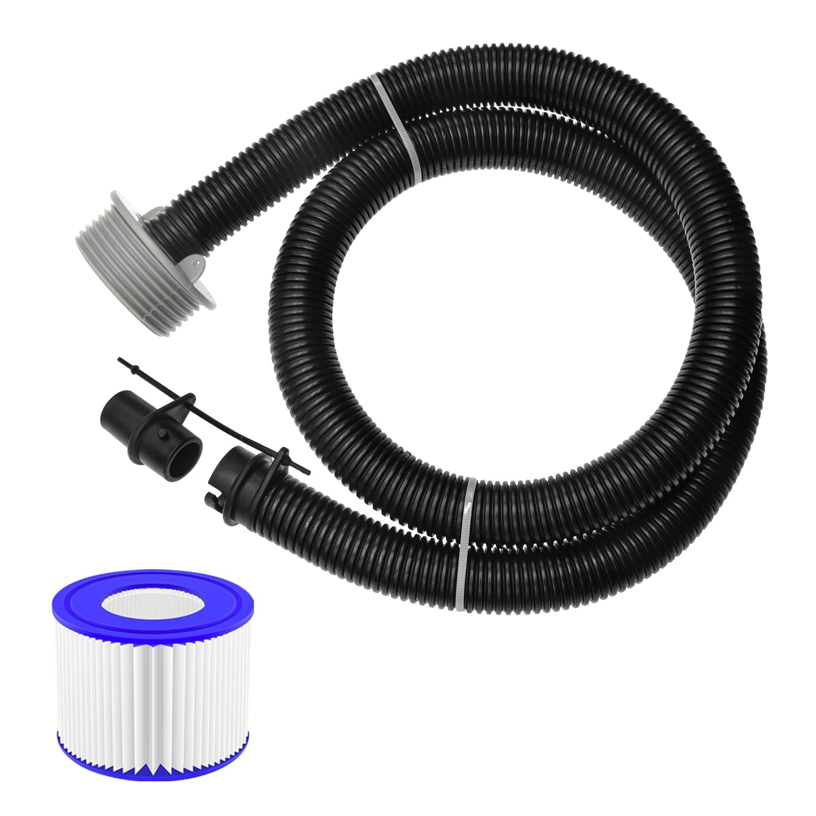 spa replacement parts,Lay Z Spa Hot Tub Air Inflate Inflation Hose Pipe Tube P6931,Fits Coleman, Intex, Bestway & Lay Z Spa Hot Tub, Black Saluspa Hot Tub Replacement Parts with Connecting Nut