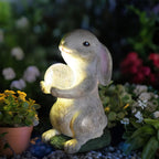 Solar Rabbit Garden Statue Outdoor Decor, Bunny Figurines with Solar Lights, Yard Decorations for Patio Balcony Yard Lawn Ornament - Unique Birthday Easter Housewarming Gifts for Women, Mom, Grandma