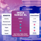 Insta Surge XL Gummies, Official InstaSurge XL Gummys with All Natural Ingredients, Insta SurgeXL Advanced Health Support Supplement Maximum Strength Active Lifestyle Multivitamin Gummys (60 Gummies)