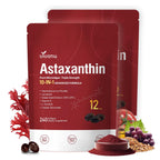 10 in 1 Astaxanthin Supplements 12mg, 8 Month Supply, Astaxantina Antioxidant from Fresh Haematococcus Pluvialis, Contains Lycopene, Grape Seed, Vitamin E, More Supports Eye, Joints, Skin Health, 2Bag