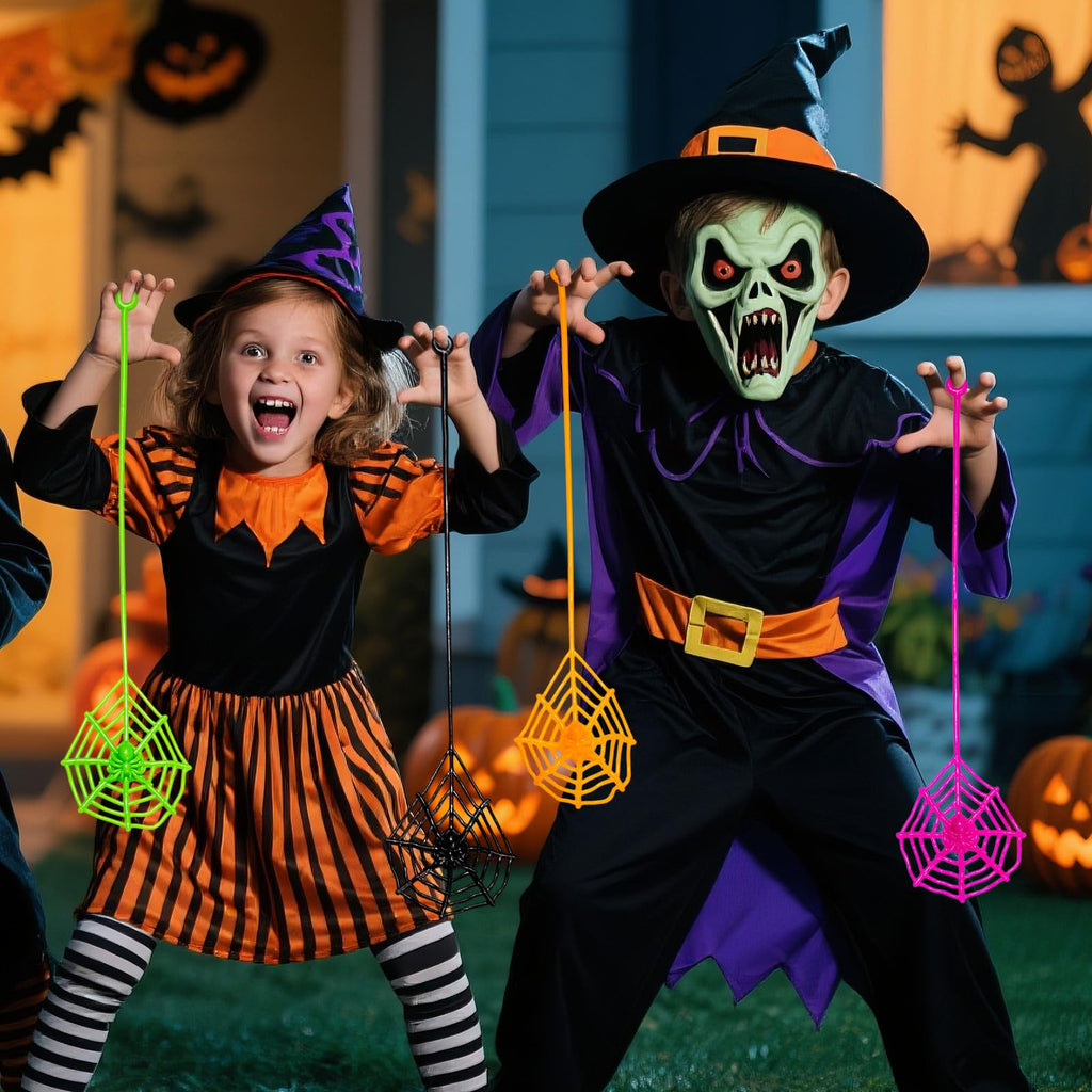 HLARTNET 40Pcs Sticky Spider Web Hand Party Favors, Spider Toys Bulk for Kids Boys, Gifts for Birthday Halloween Goodie Bag Filler or Classroom Prizes