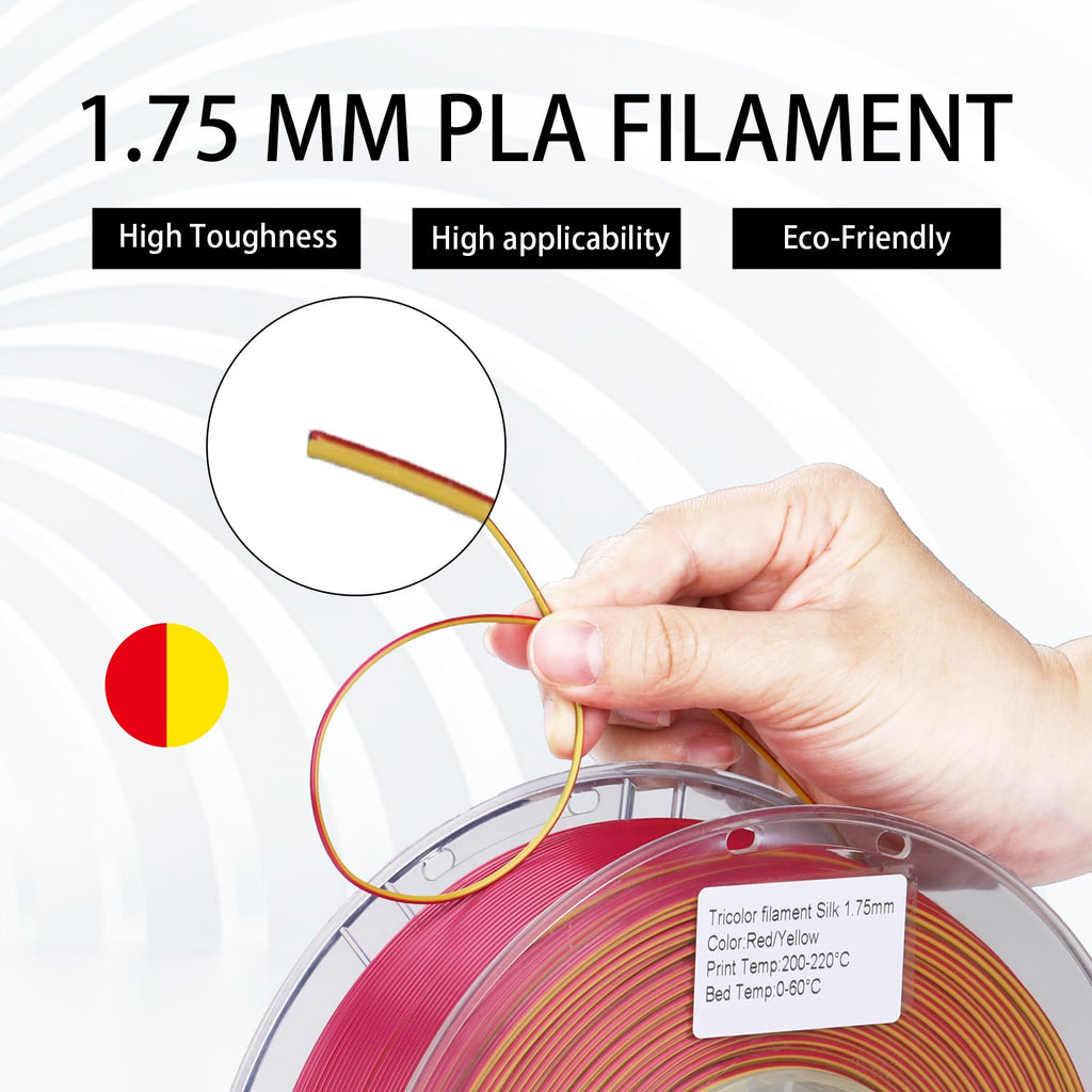 FXAAGFH 1KG 3D Printer Filament Bundle, 3 D PLA Printing Filament 1.75mm, Dual Color, +/-0.03mm, 1kg/2.2lbs Silk Golden Red